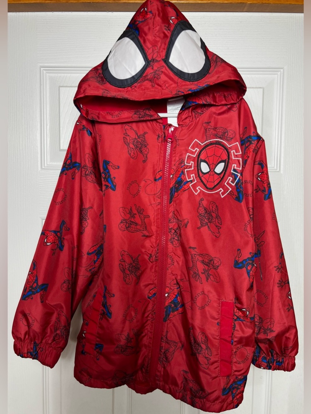 Marvel Spider-Man Hoodie/Rain Jacket Raincoat Lightweight Boys Size 7